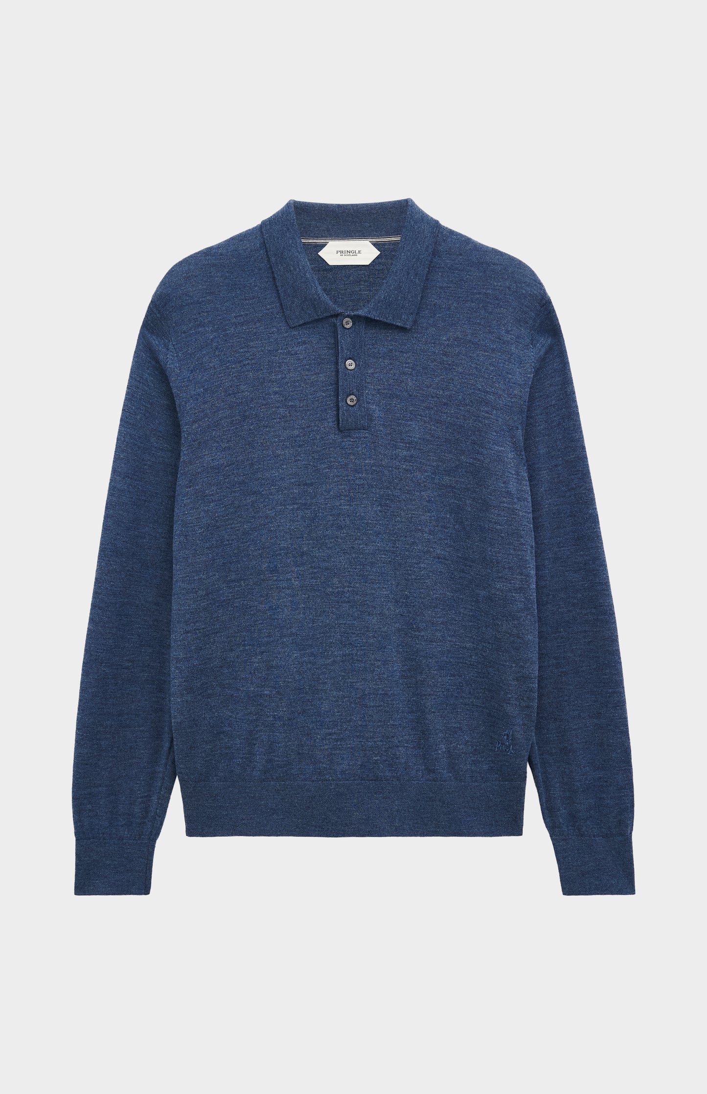 Men's Polo Shirt Extra Fine Merino Wool Jumper In Blue