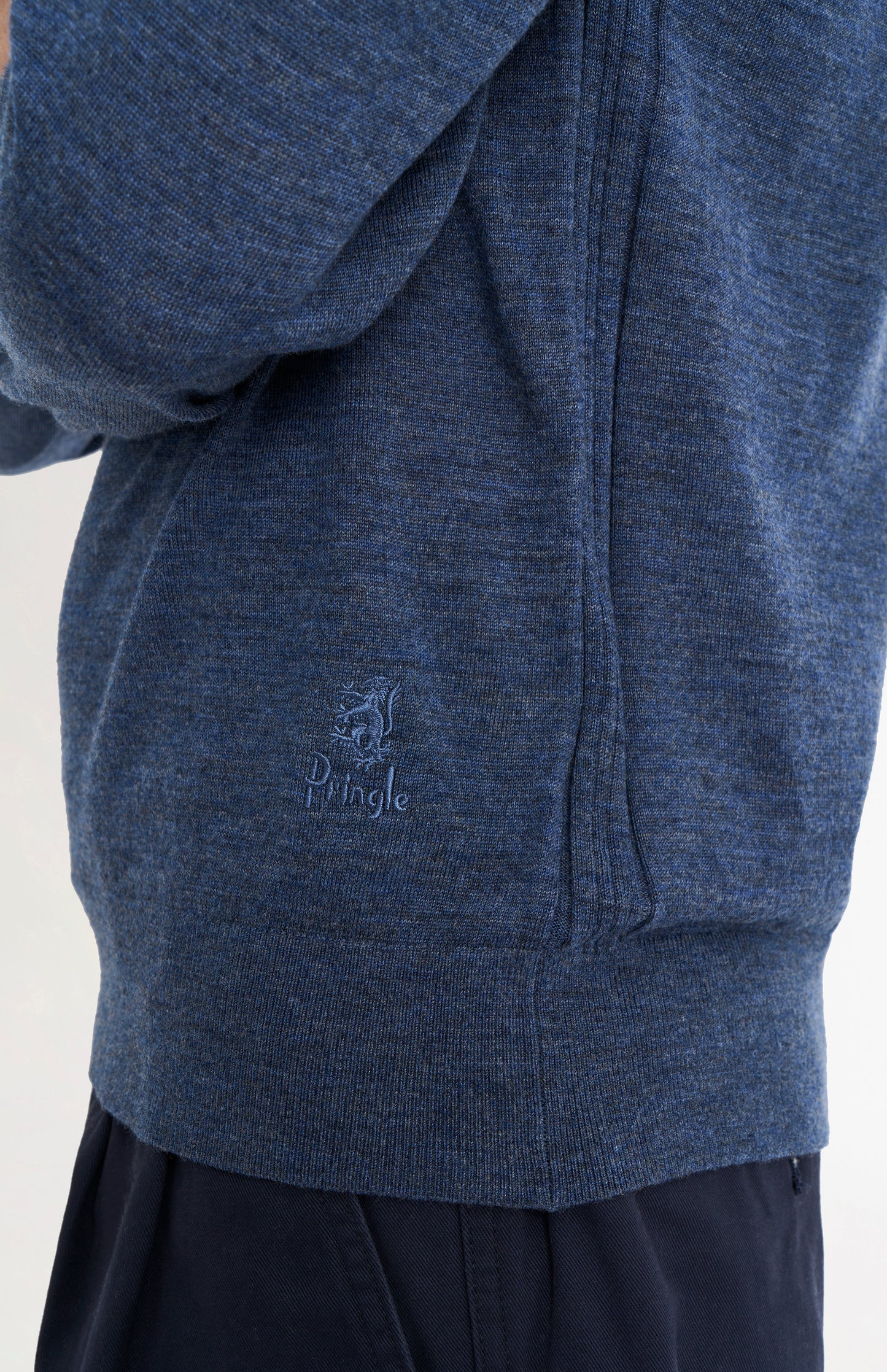 Men's Polo Shirt Extra Fine Merino Wool Jumper In Blue