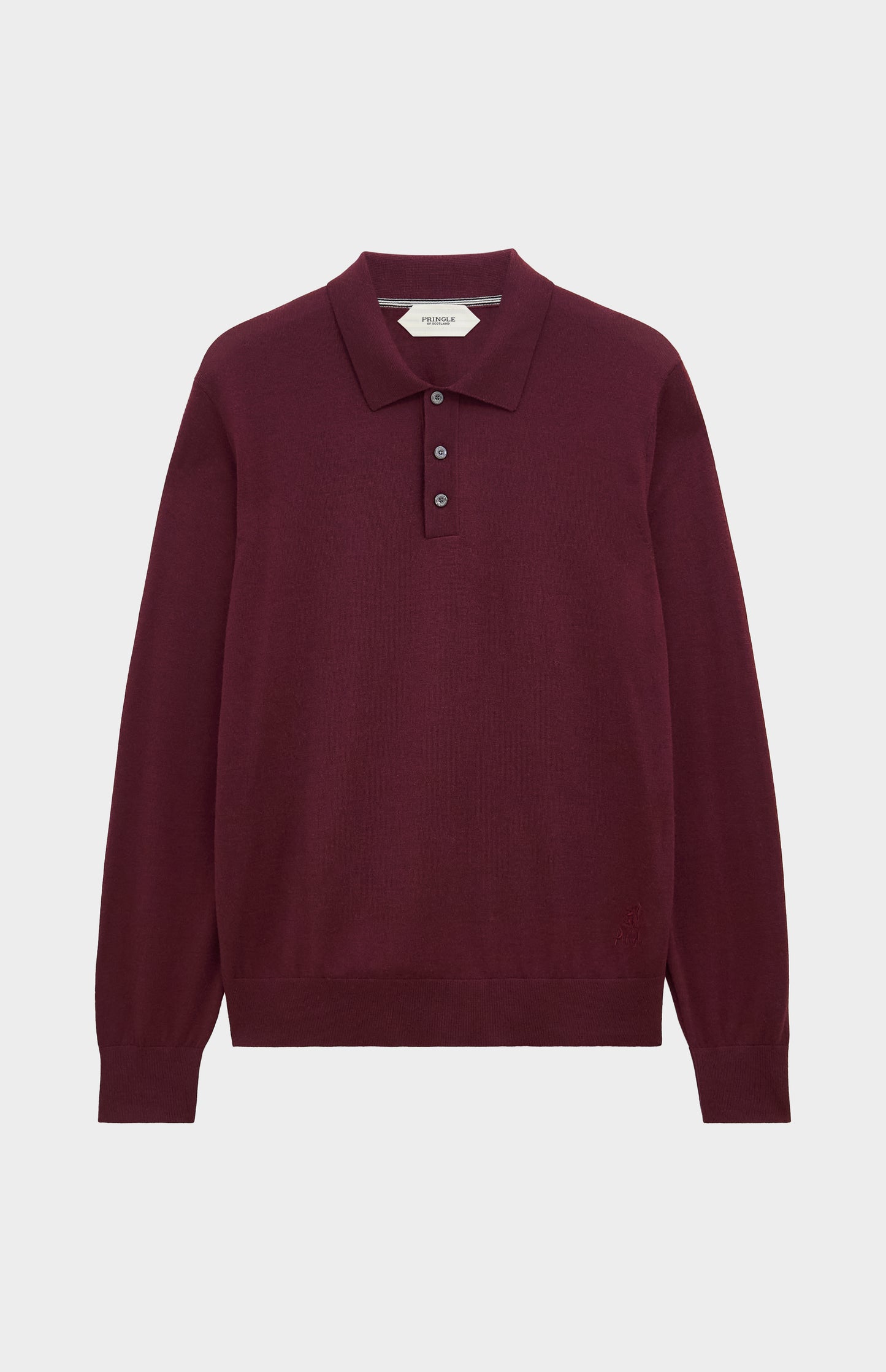 Men's Polo Shirt Extra Fine Merino Wool Jumper In Burgundy