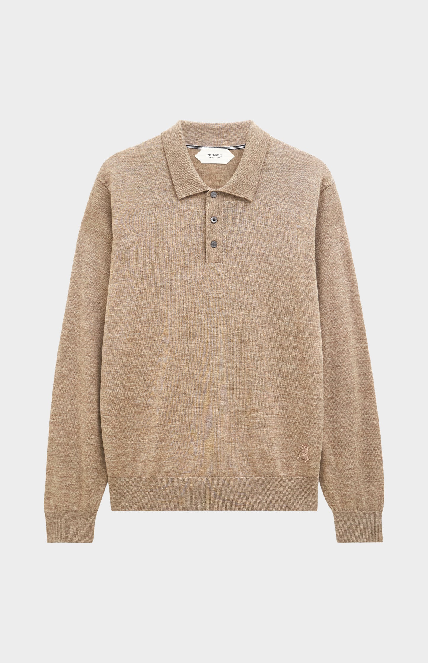 Men's Polo Shirt Extra Fine Merino Wool Jumper In Mushroom