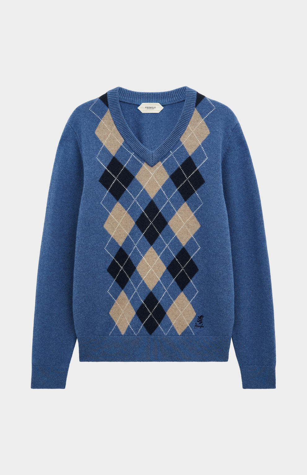 Pringle Men's Kessock V-neck Lambswool Argyle Jumper In Blue, Mushroom ...
