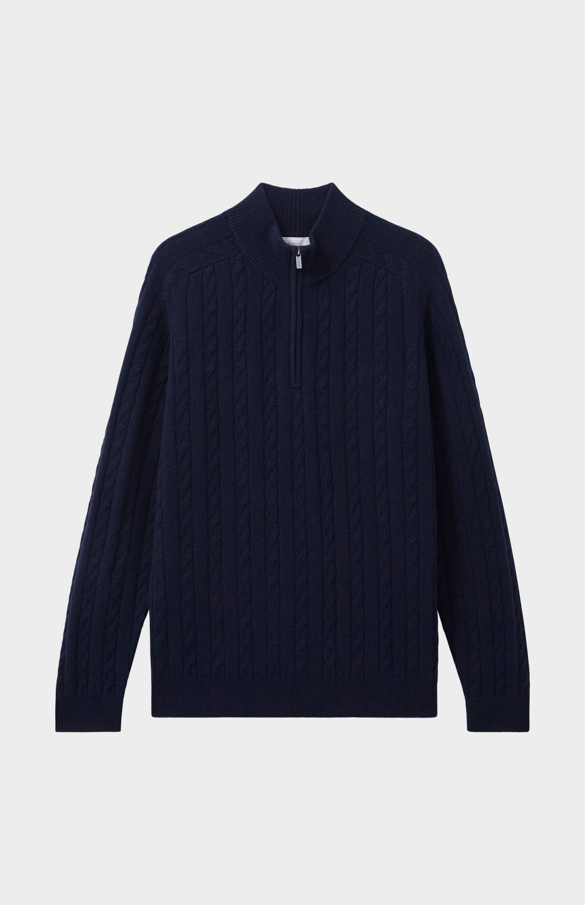 Pringle of Scotland Men's Quarter Zip Lambswool Jumper in Midnight flat shot