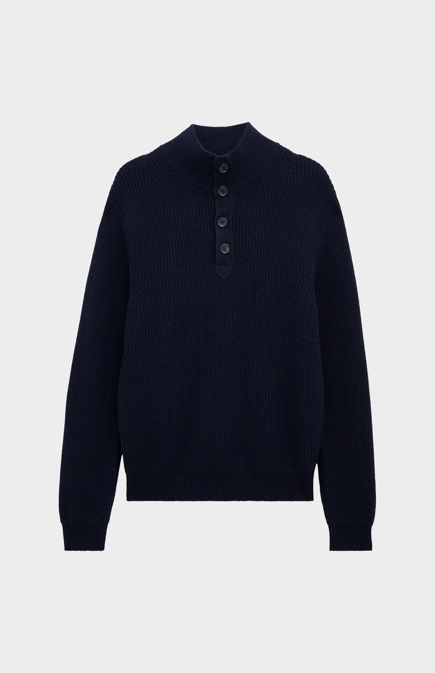 Pringle of Scotland Men’s Cashmere Button Neck Jumper In Navy Blue flat shot
