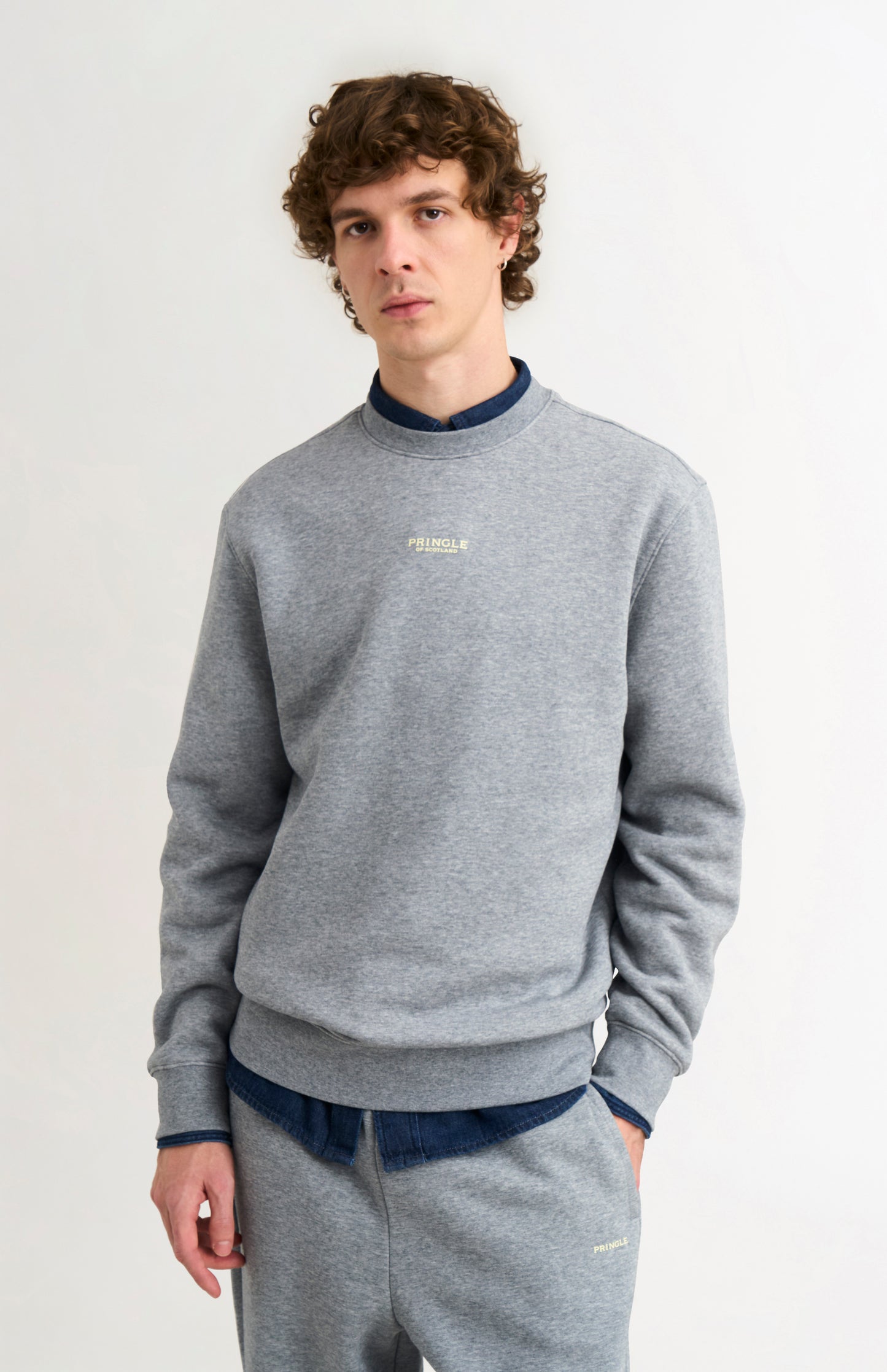 Men's Crew Neck Sweatshirt In Grey Melange