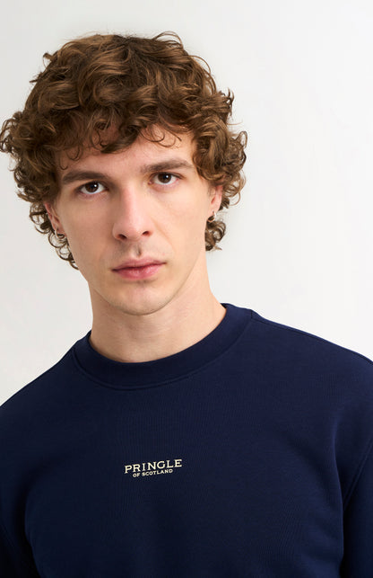 Men's Crew Neck Sweatshirt In Navy Blue