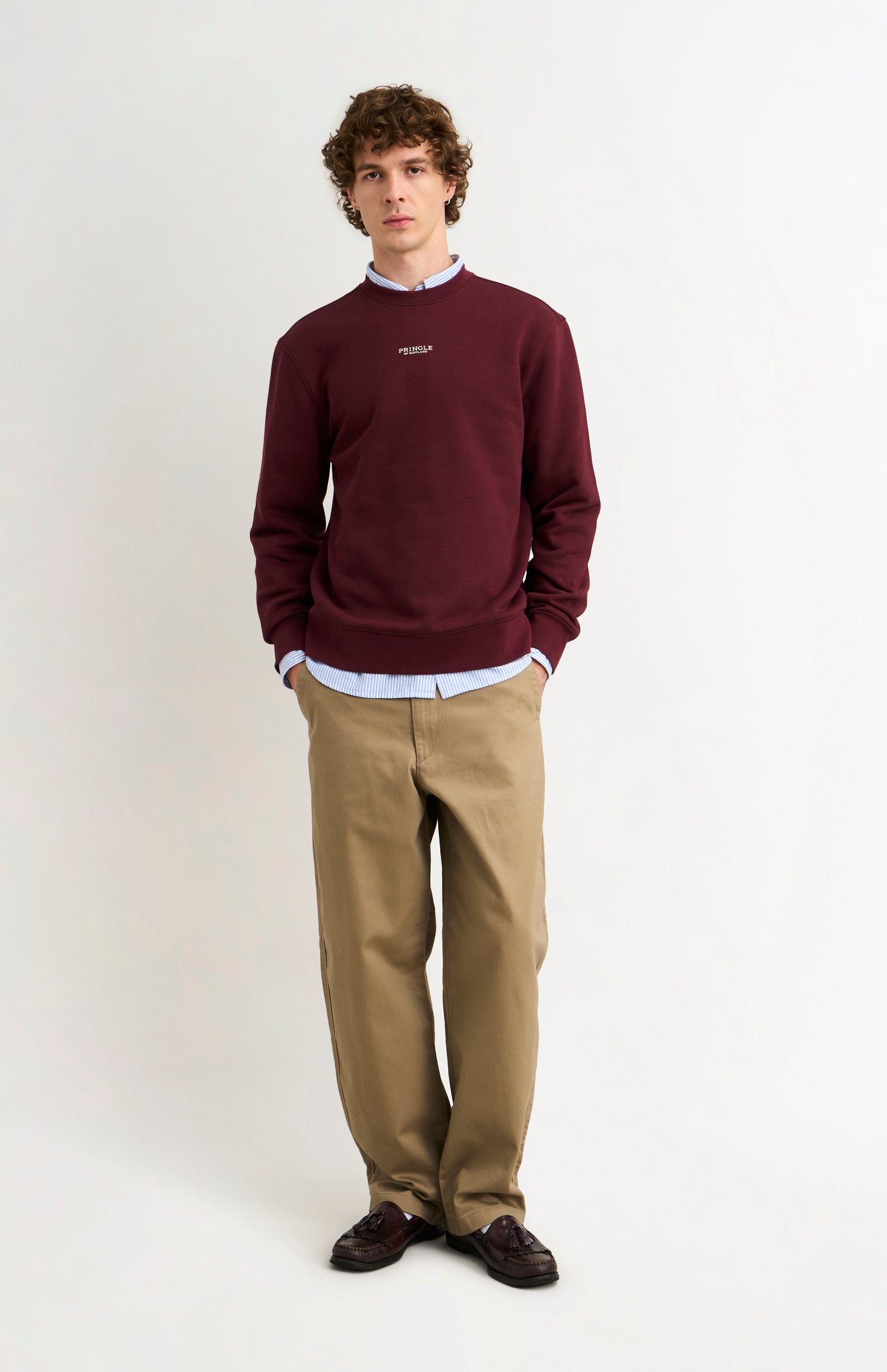 Men's Crew Neck Sweatshirt In Burgundy