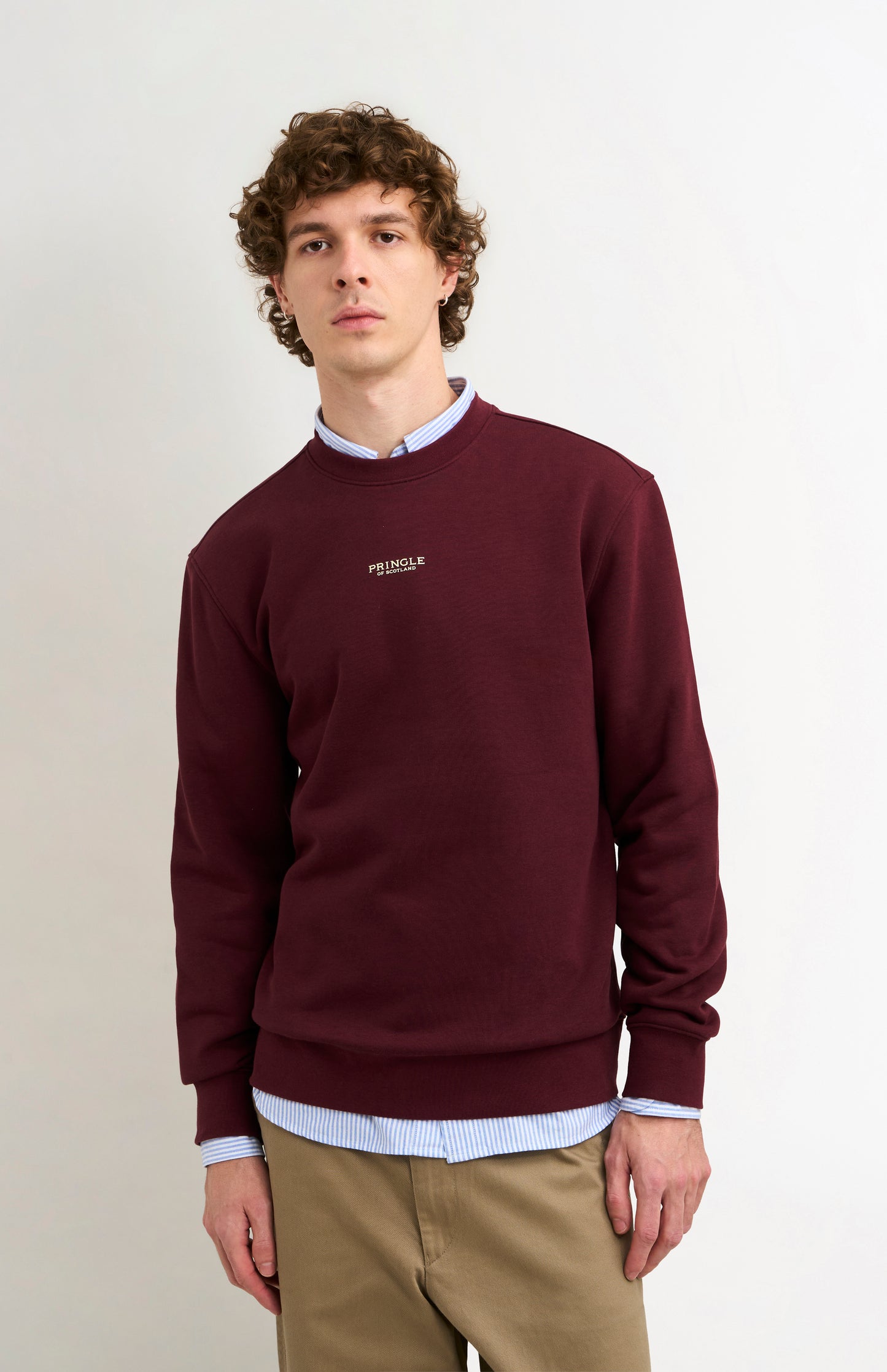 Men's Crew Neck Sweatshirt In Burgundy
