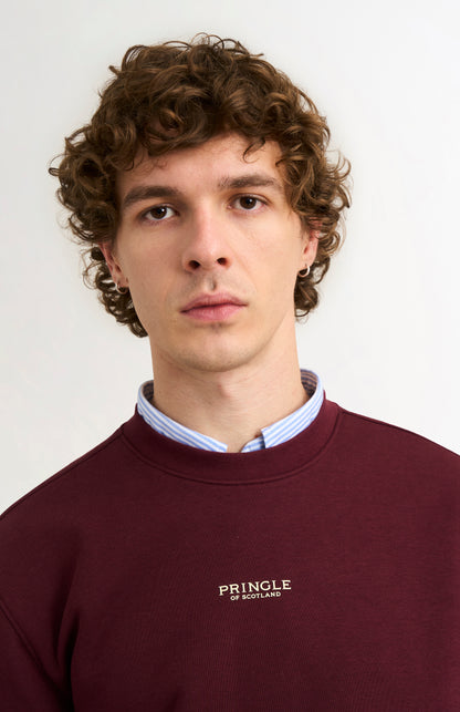 Men's Crew Neck Sweatshirt In Burgundy
