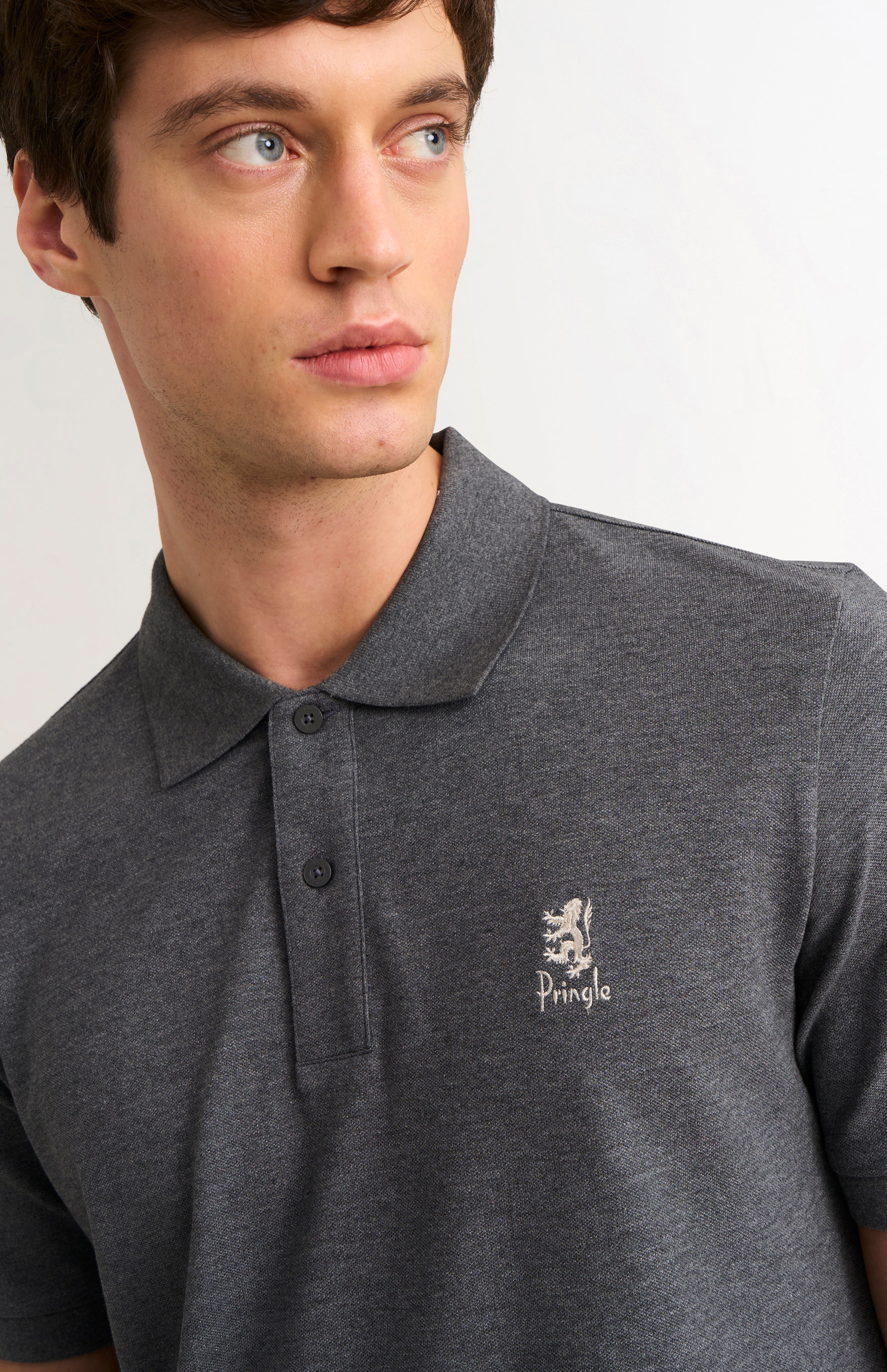 Pringle Of Scotland Men's Cotton Pique Polo Shirt In Charcoal