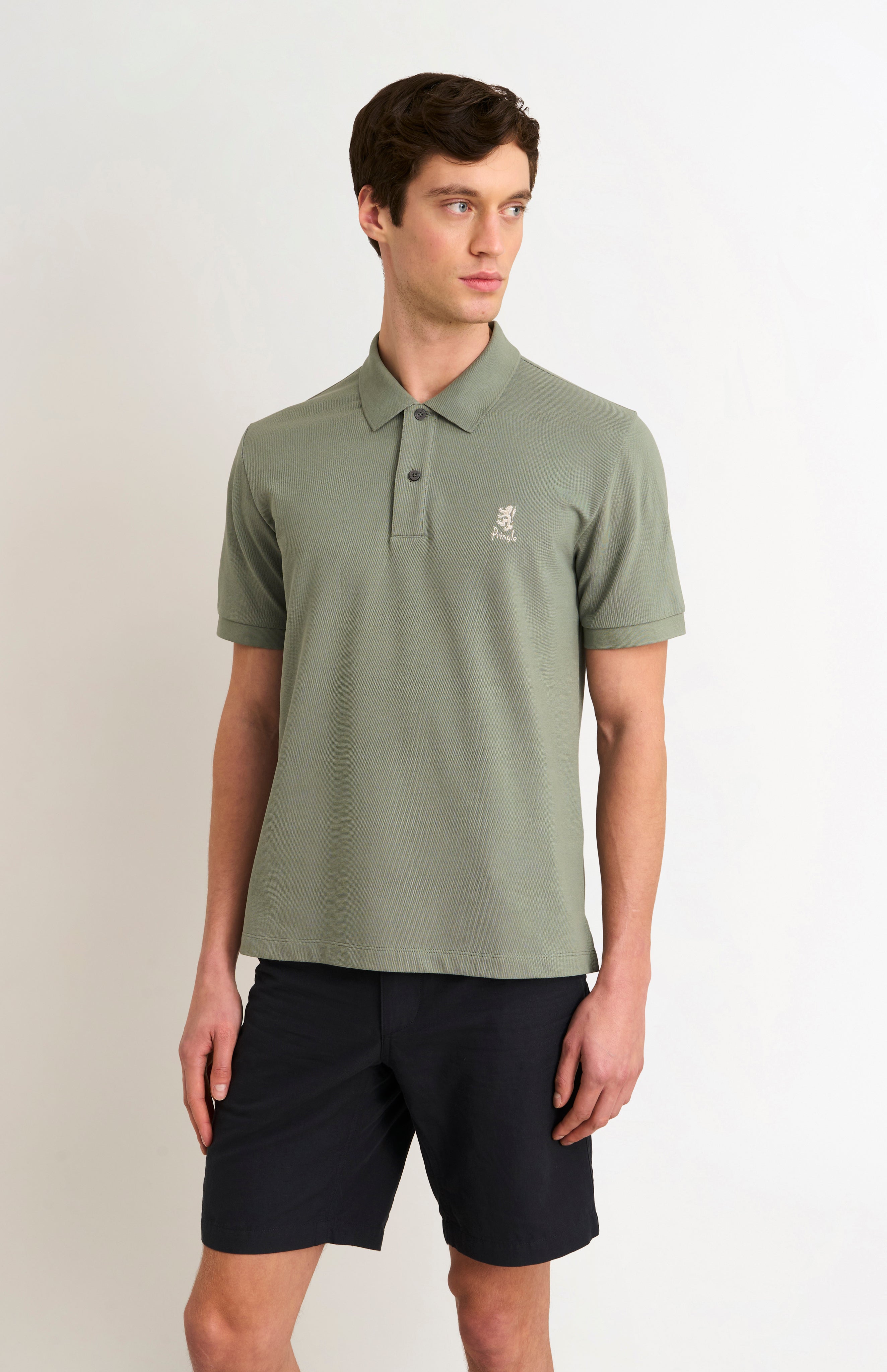 Pringle Of Scotland Men's Cotton Pique Polo Shirt In Sage Green
