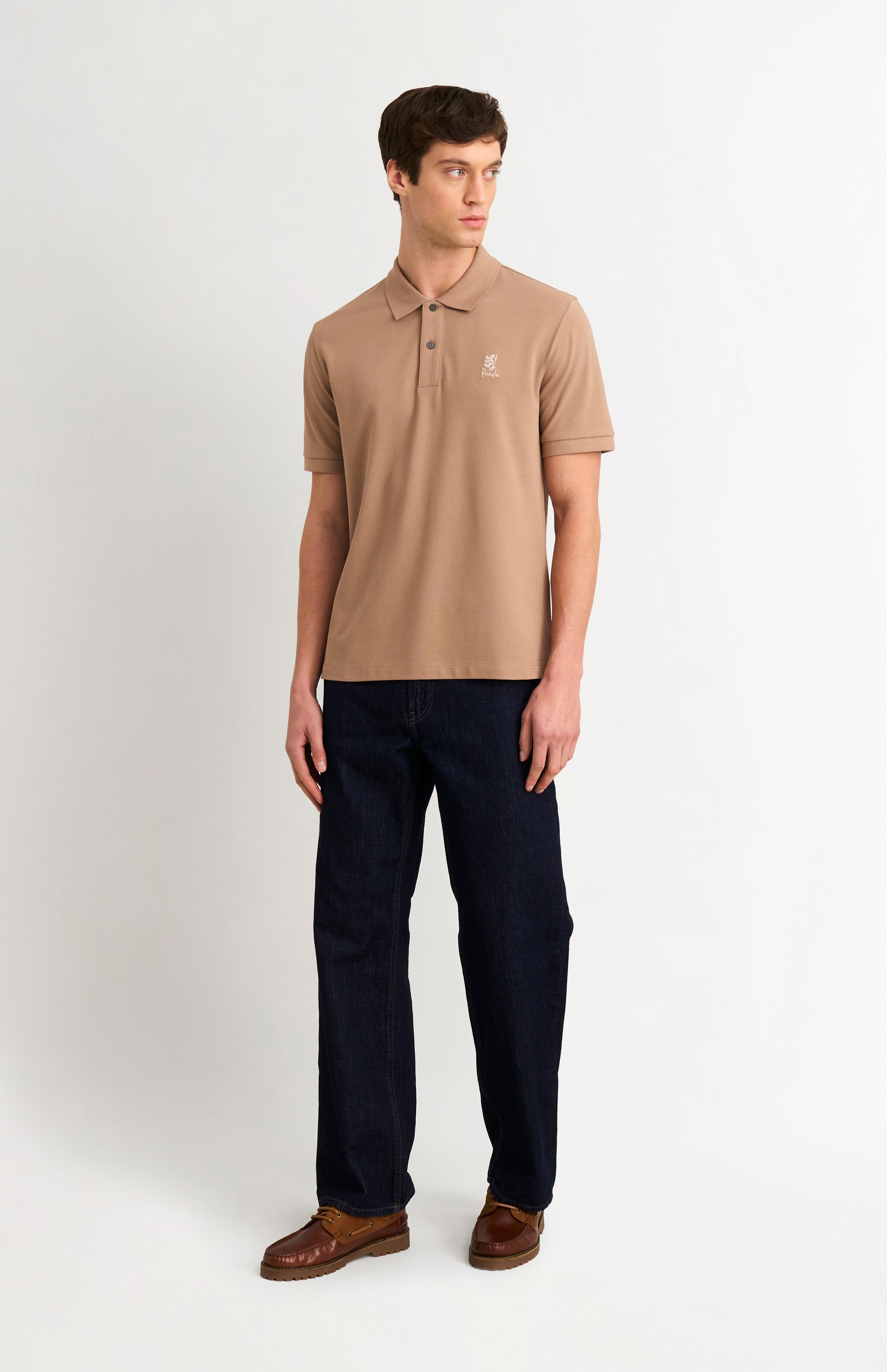 Pringle Of Scotland Men's Cotton Pique Polo Shirt In Mushroom