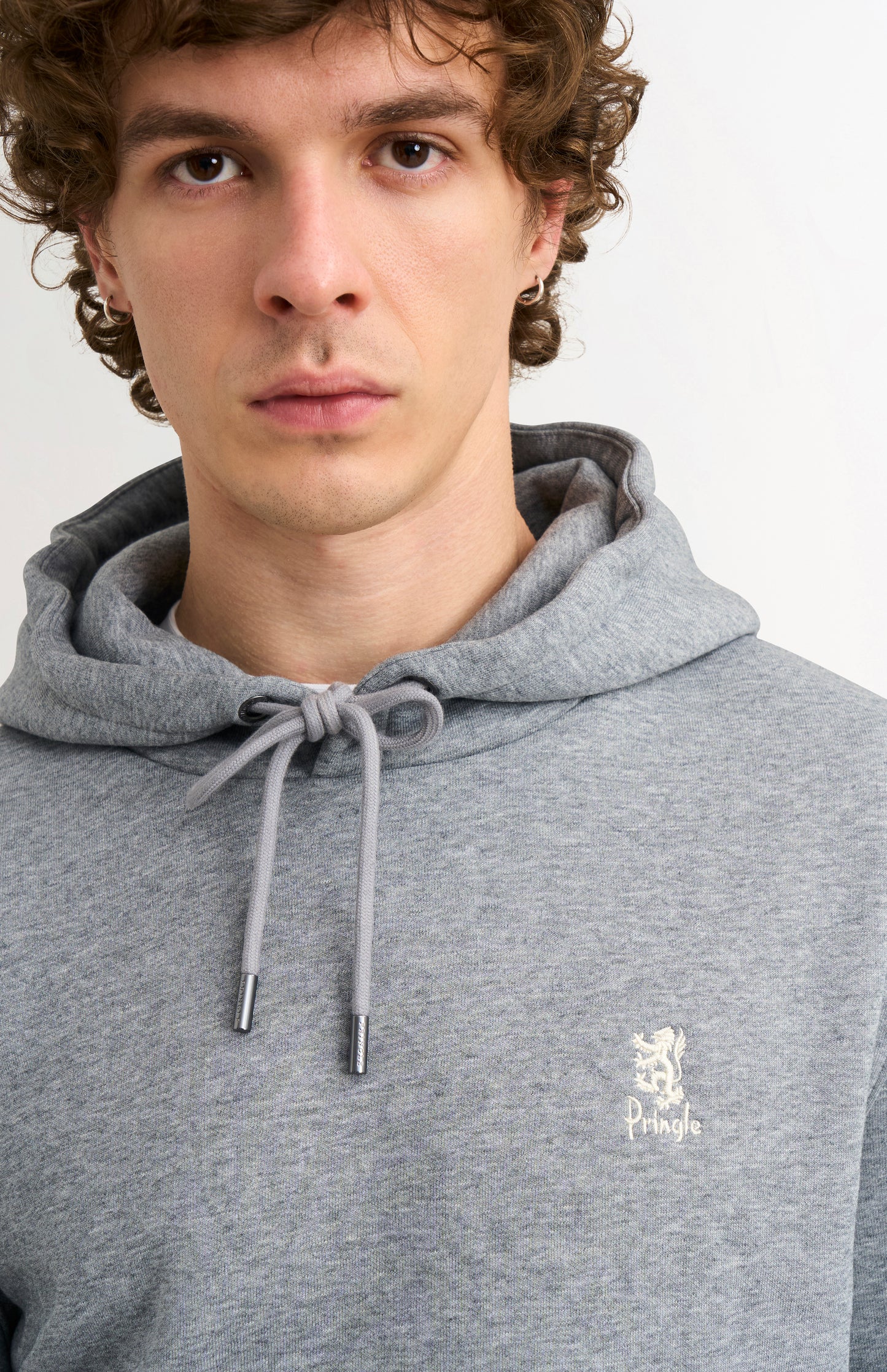 Men's Hooded Jumper In Grey Melange