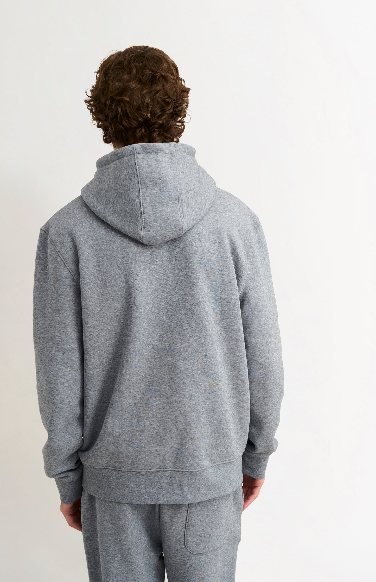 Men's Hooded Jumper In Grey Melange