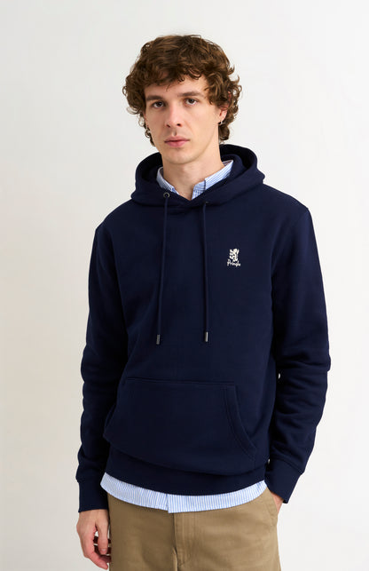 Men's Hooded Jumper In Navy Blue