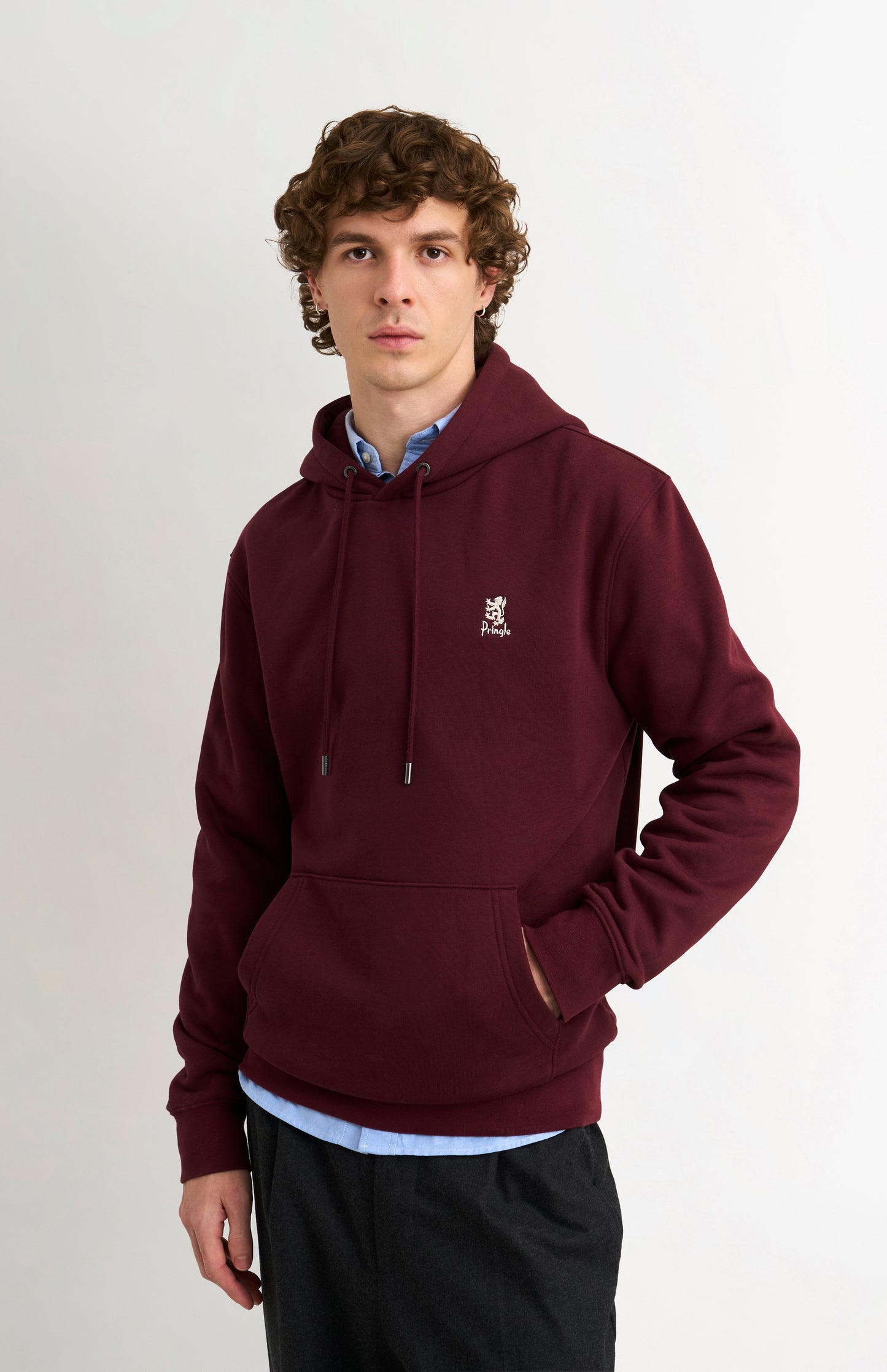 Men's Hooded Jumper In Burgundy