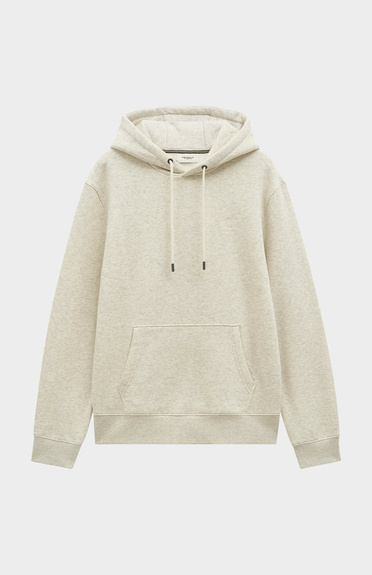 Men's Hooded Jumper In Ecru Beige Melange