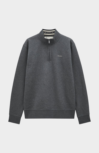 Men's Qtr Zip Track Jumper In Charcoal Melange