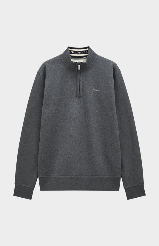 Men's Qtr Zip Track Jumper In Charcoal Melange