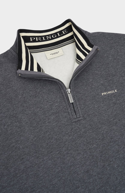 Men's Qtr Zip Track Jumper In Charcoal Melange