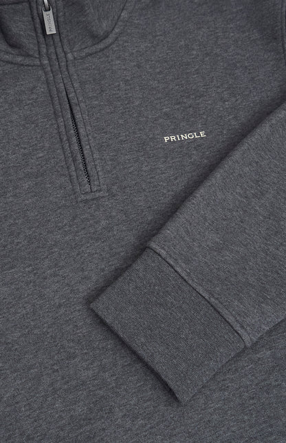 Men's Qtr Zip Track Jumper In Charcoal Melange