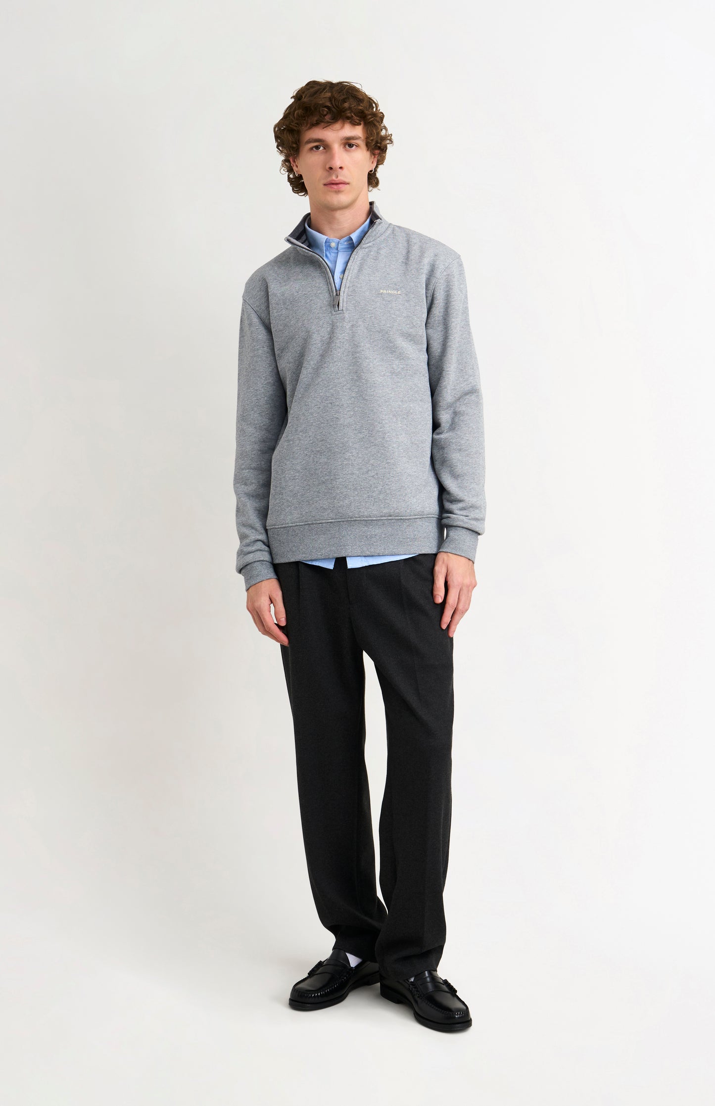 Men's Qtr Zip Track Jumper In Grey Melange