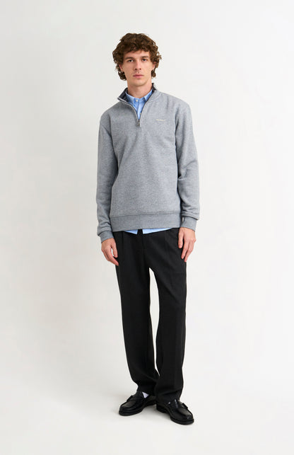 Men's Qtr Zip Track Jumper In Grey Melange