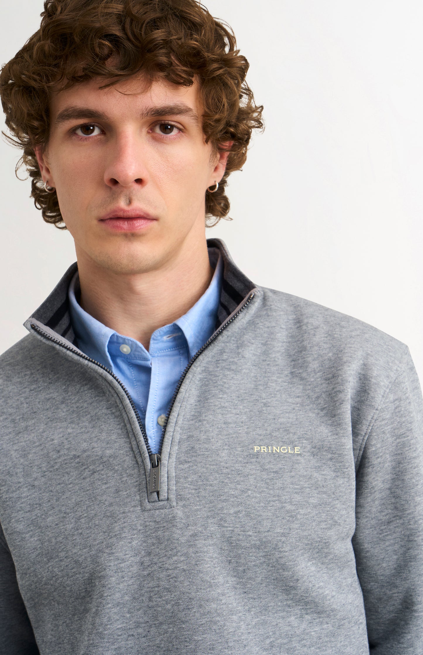 Men's Qtr Zip Track Jumper In Grey Melange