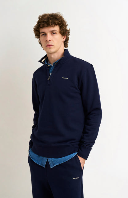 Men's Qtr Zip Track Jumper In Navy Blue