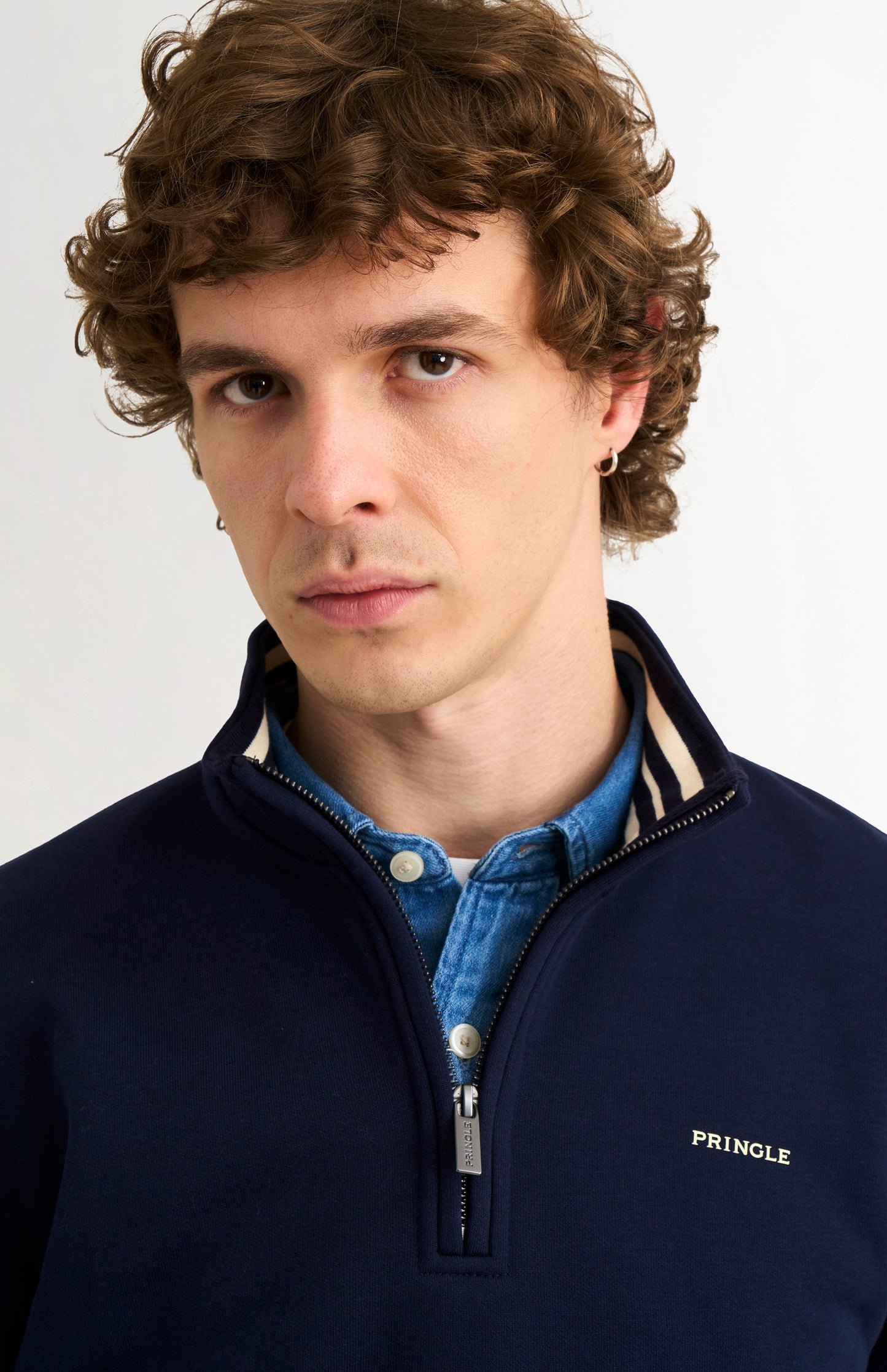 Men's Qtr Zip Track Jumper In Navy Blue