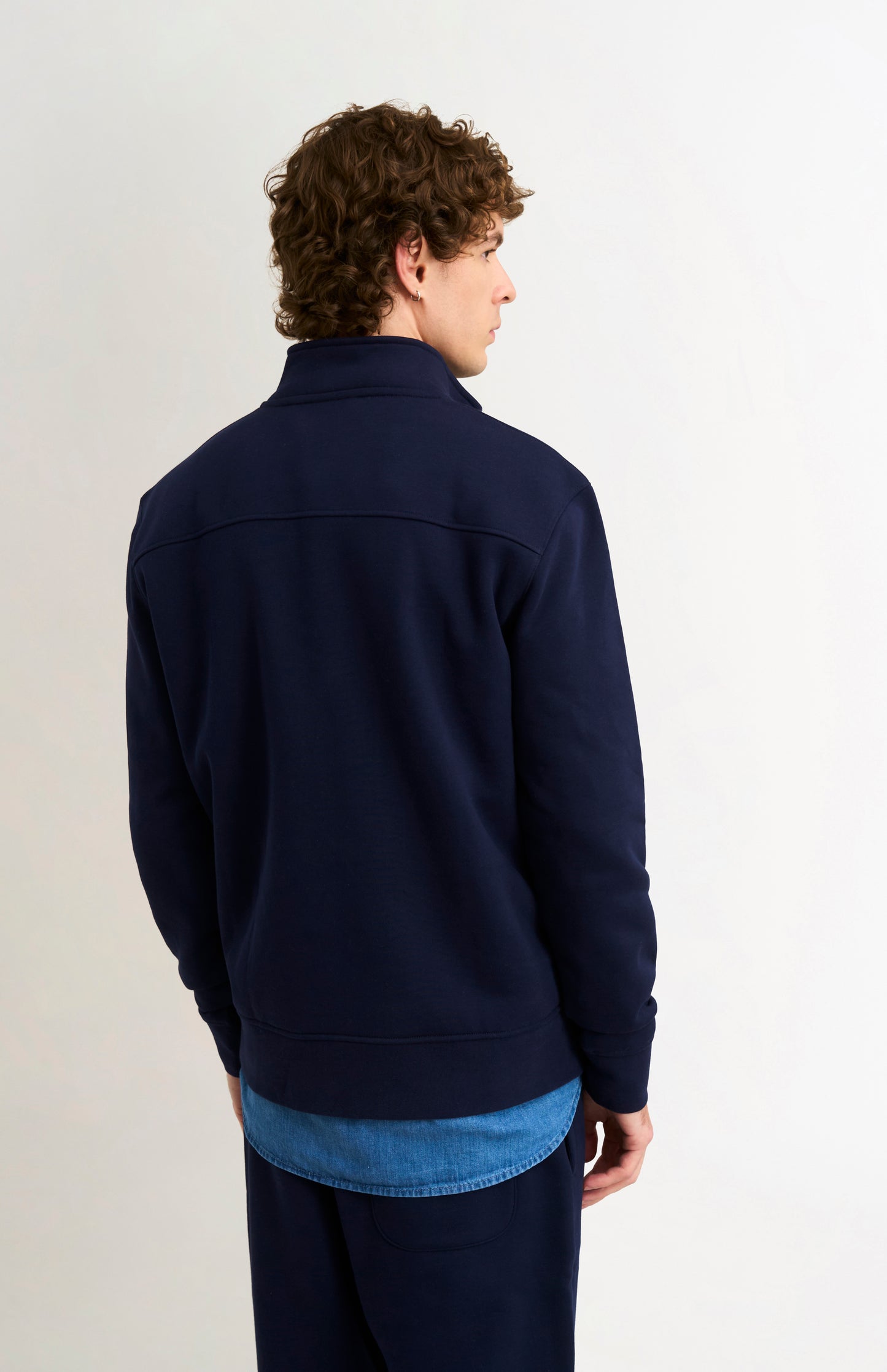Men's Qtr Zip Track Jumper In Navy Blue