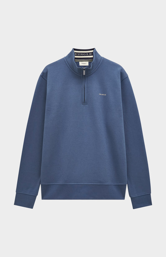 Pringle Men's Qtr Zip Track Jumper In Bearing Sea Blue