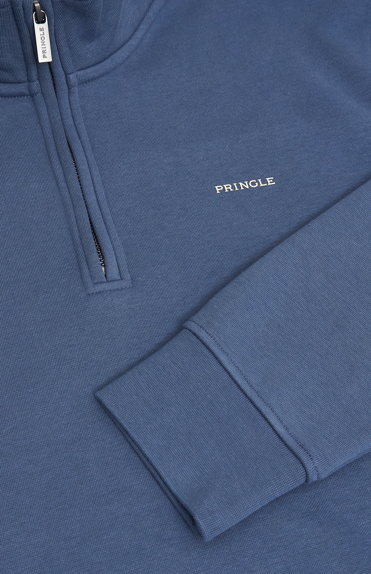 Pringle Men's Qtr Zip Track Jumper In Bearing Sea Blue Pringle embroidery detail