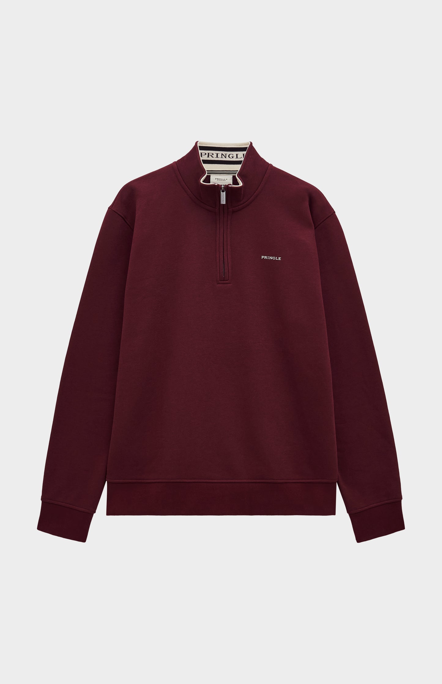 Mens Quarter Zip Track Jumper In Burgundy