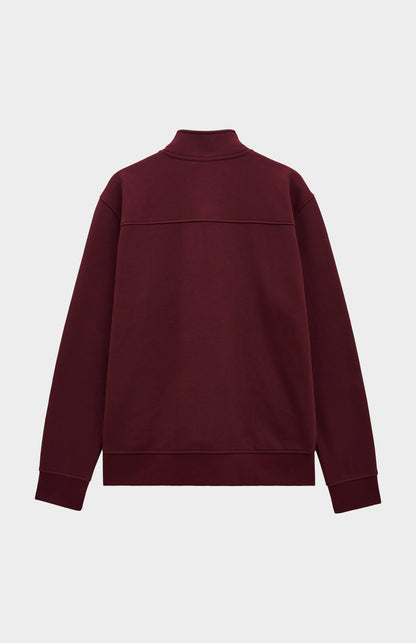 Mens Quarter Zip Track Jumper In Burgundy