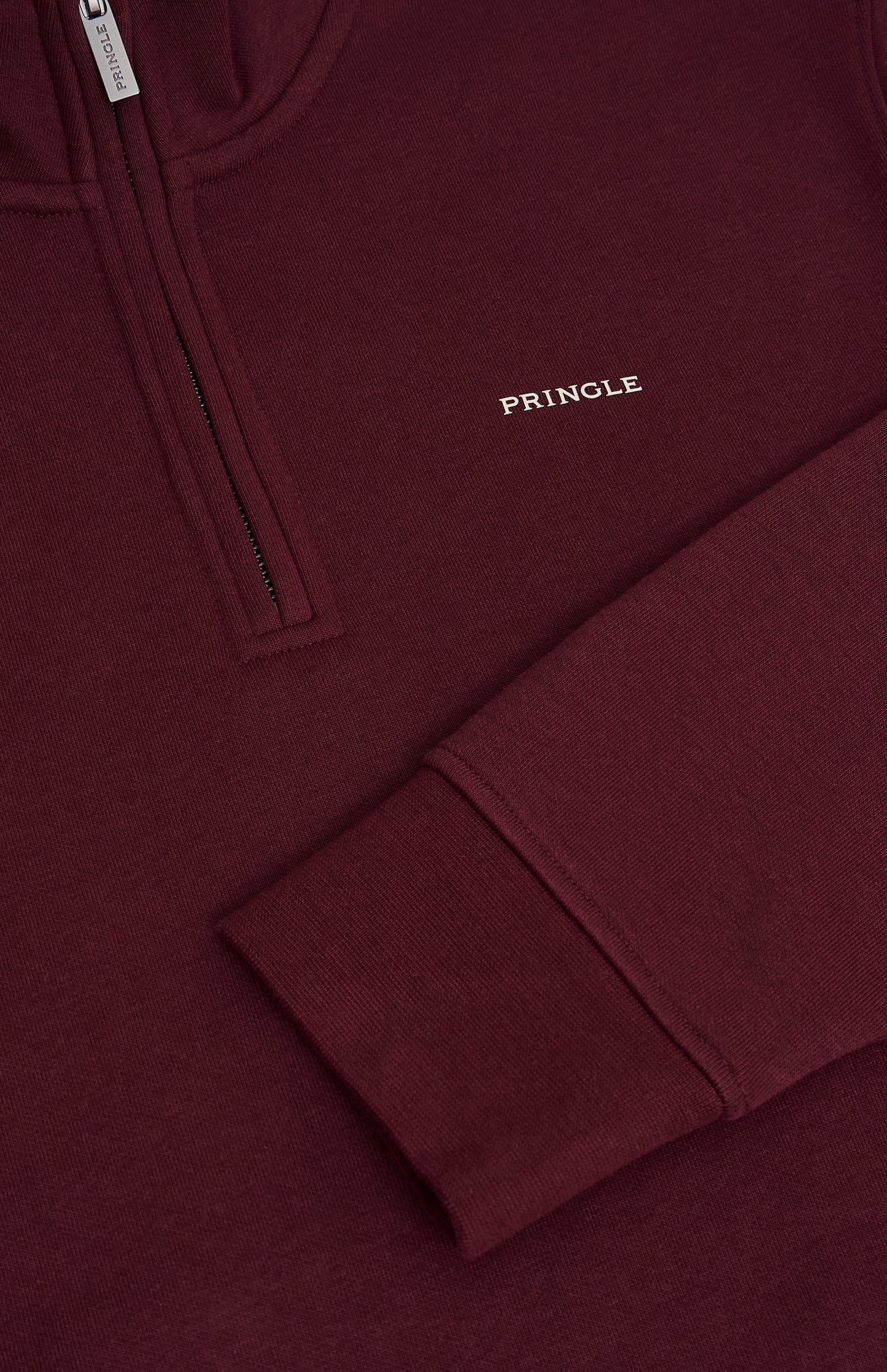 Mens Quarter Zip Track Jumper In Burgundy