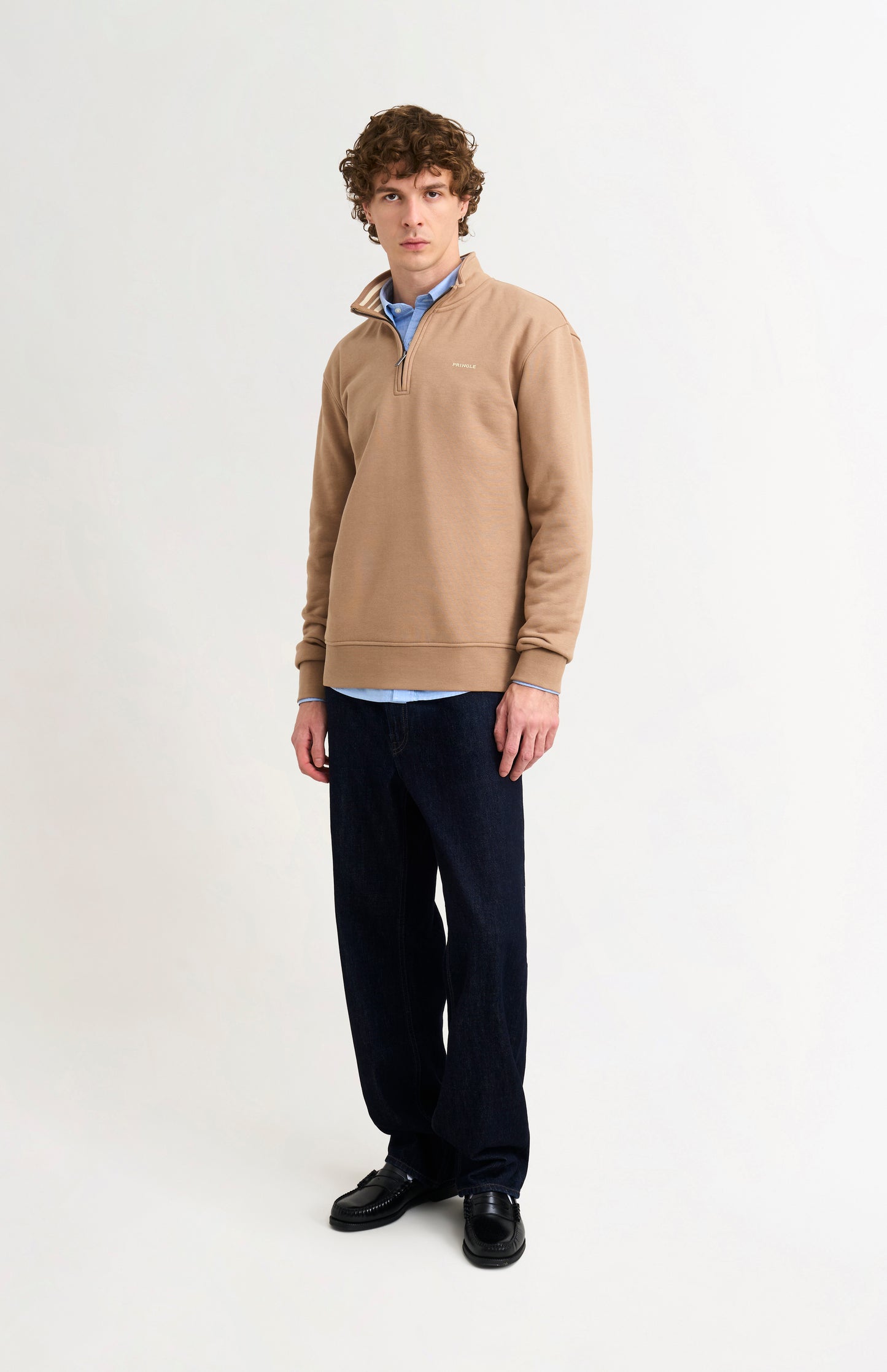 Men's Qtr Zip Track Jumper In Mushroom
