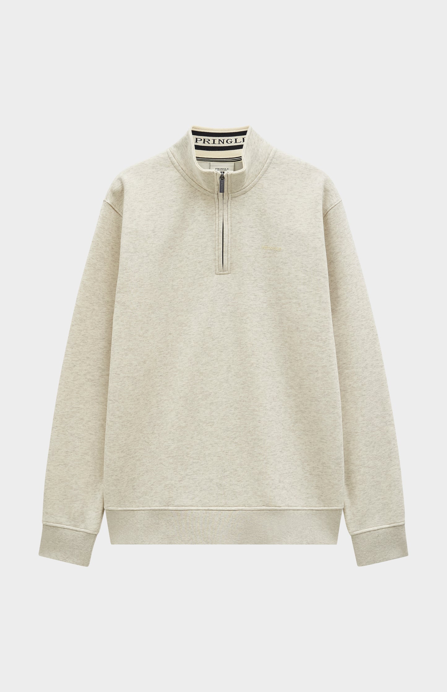 Pringle Men's Qtr Zip Track Jumper In Ecru Beige Melange