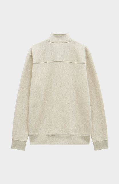 Pringle Men's Qtr Zip Track Jumper In Ecru Beige Melange rear view