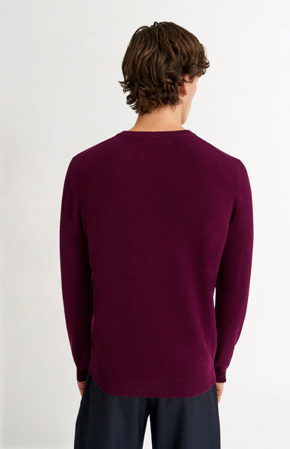 Pringle Men's V Neck Cashmere Argyle Jumper In Burgundy, Navy & Oatmeal rear view