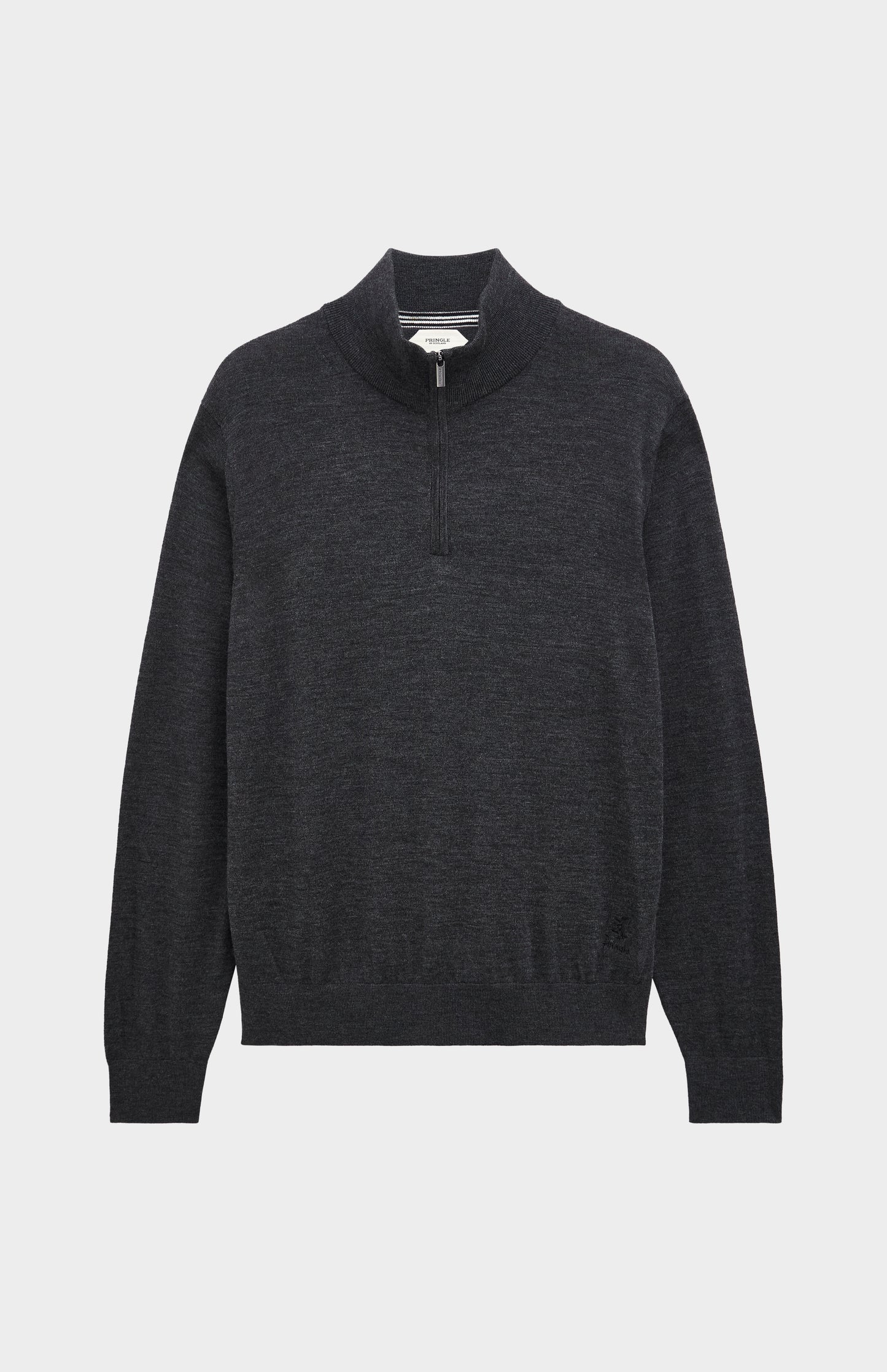 Men's Qtr Zip Extra Fine Merino Wool Jumper In Charcoal