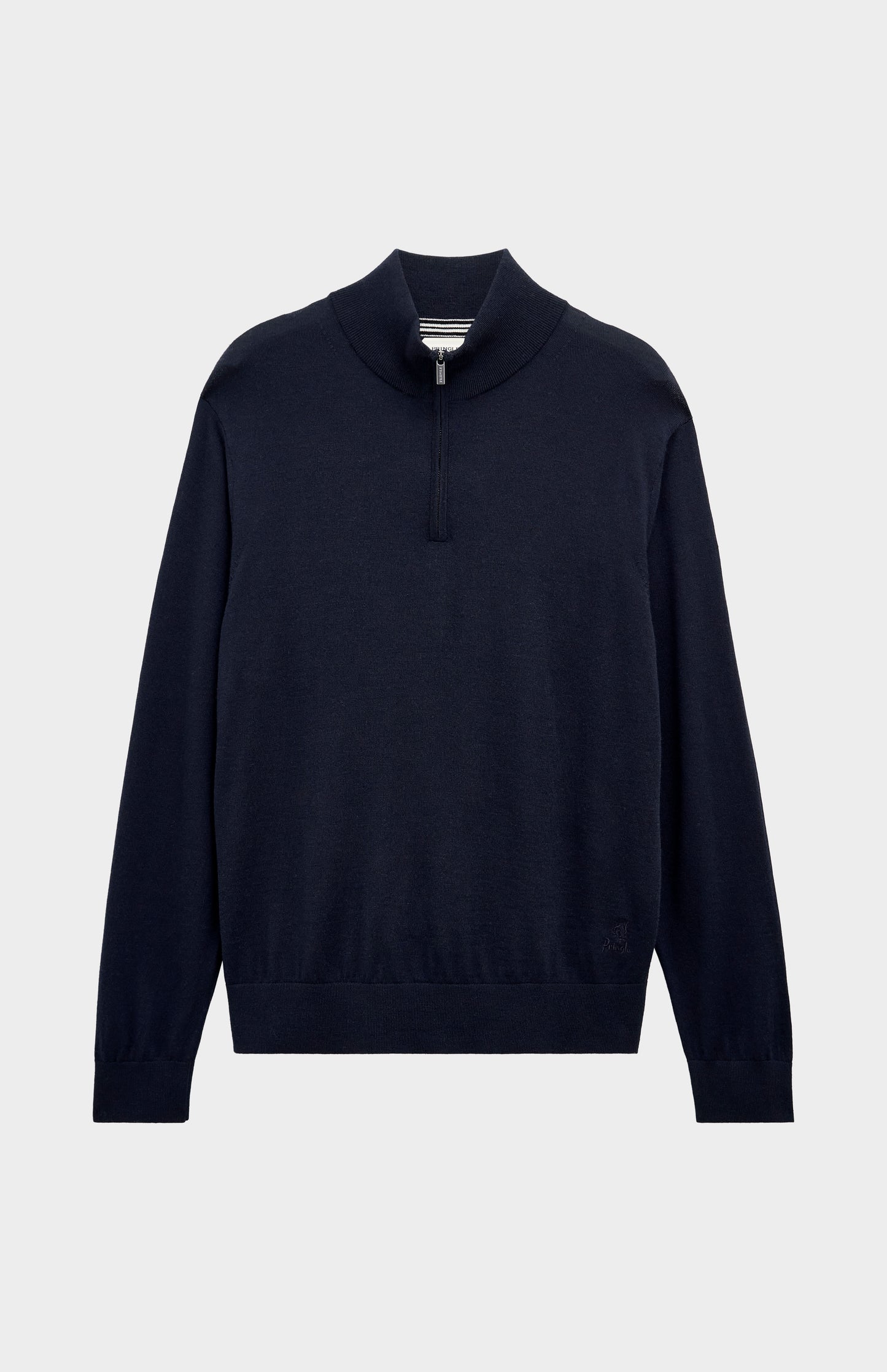 Men's Qtr Zip Extra Fine Merino Wool Jumper In Navy Blue