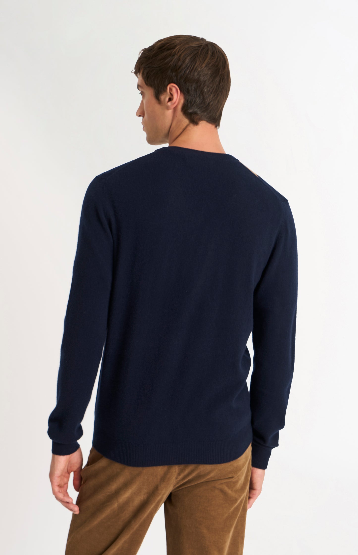 Men's Classic V-neck Cashmere Argyle Jumper In Navy / Camel / Blue Black
