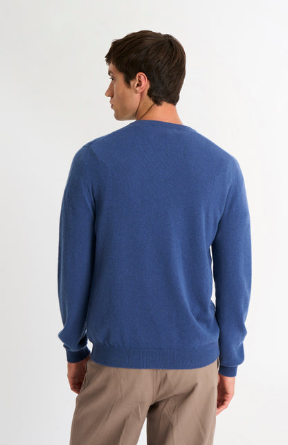 Men's Classic V-neck Cashmere Argyle Jumper In Blue / Navy / Grey