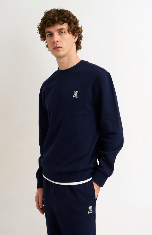 Men's Crew Neck Sweatshirt In Navy Blue