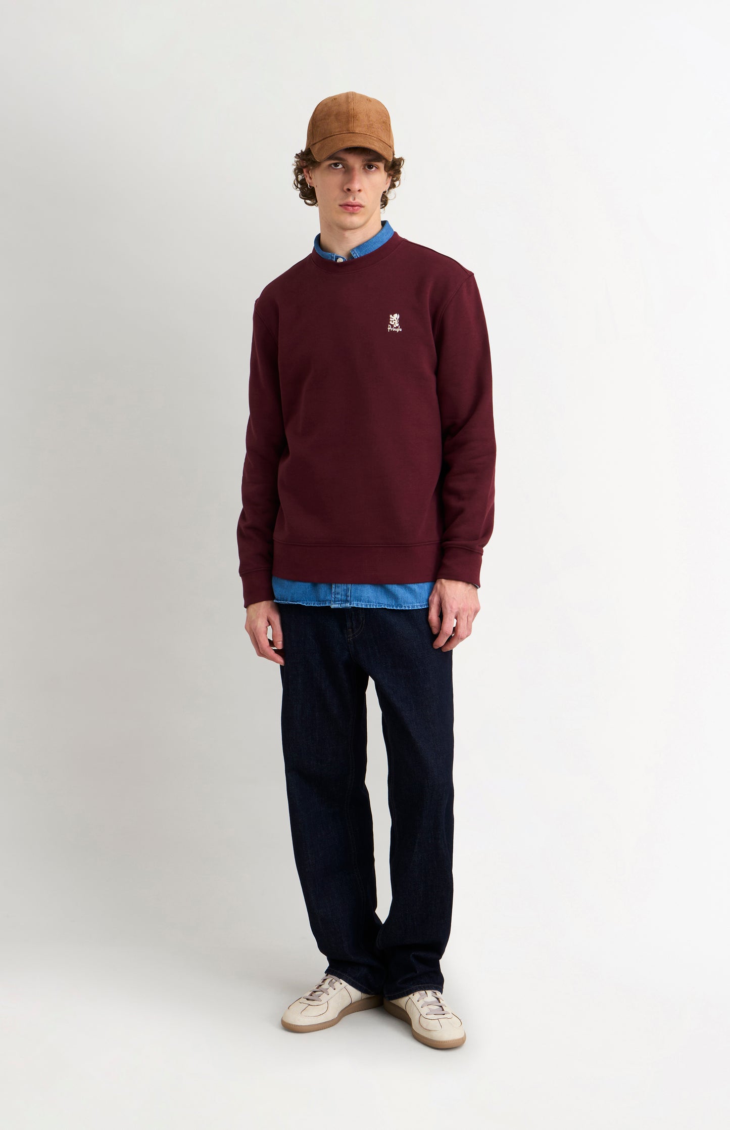 Men's Crew Neck Sweatshirt In Burgundy