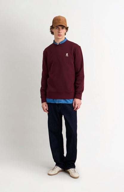Men's Crew Neck Sweatshirt In Burgundy
