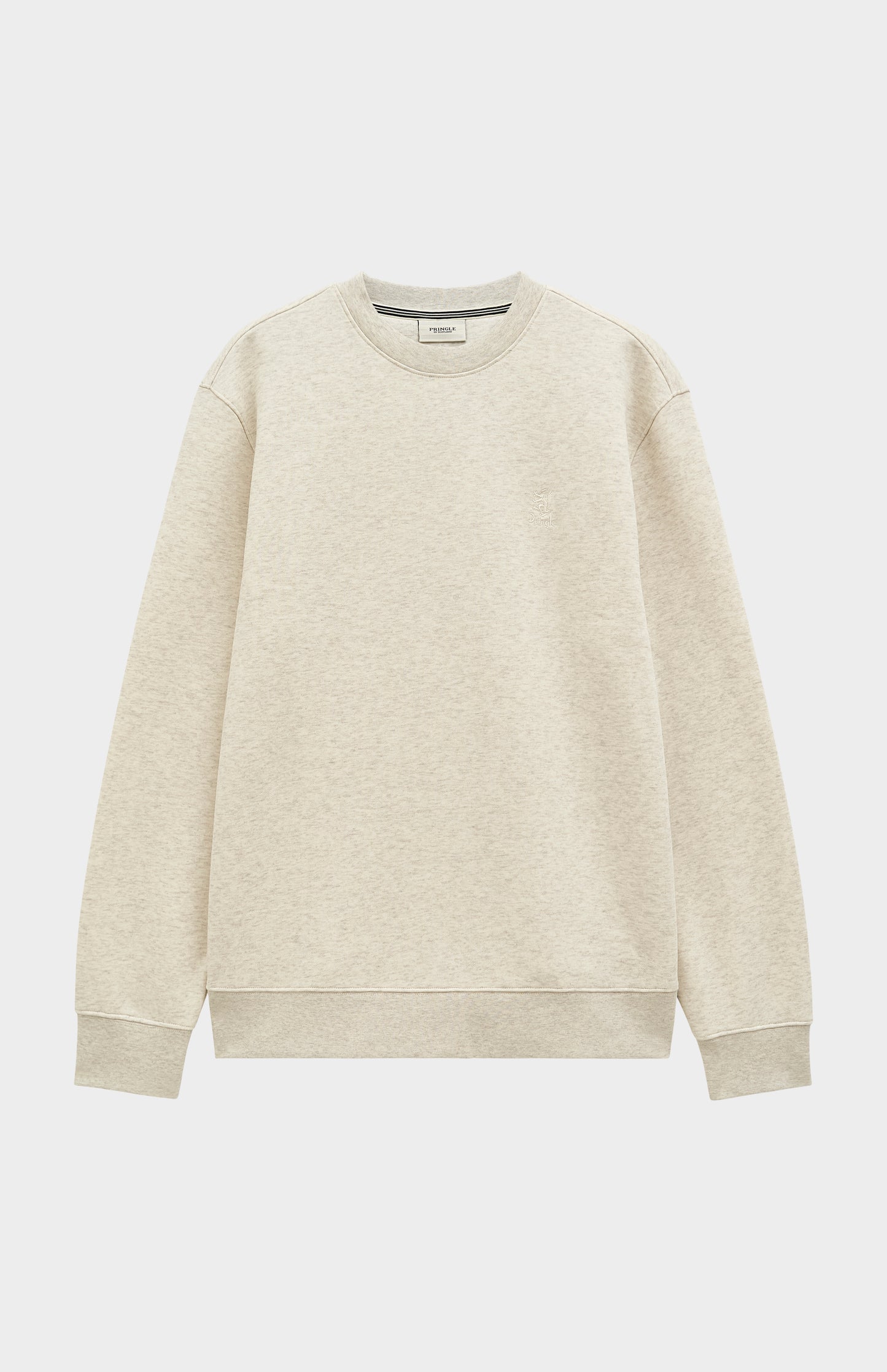 Men's Crew Neck Sweatshirt In Ecru Beige Melange
