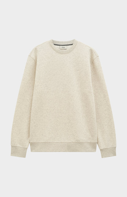 Men's Crew Neck Sweatshirt In Ecru Beige Melange