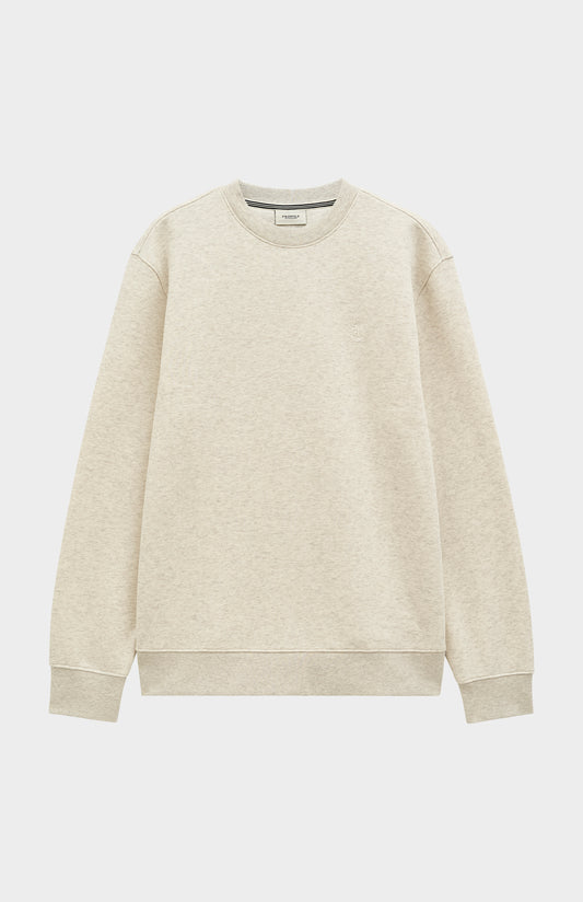 Men's Crew Neck Sweatshirt In Ecru Beige Melange