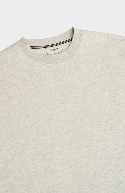 Men's Crew Neck Sweatshirt In Ecru Beige Melange